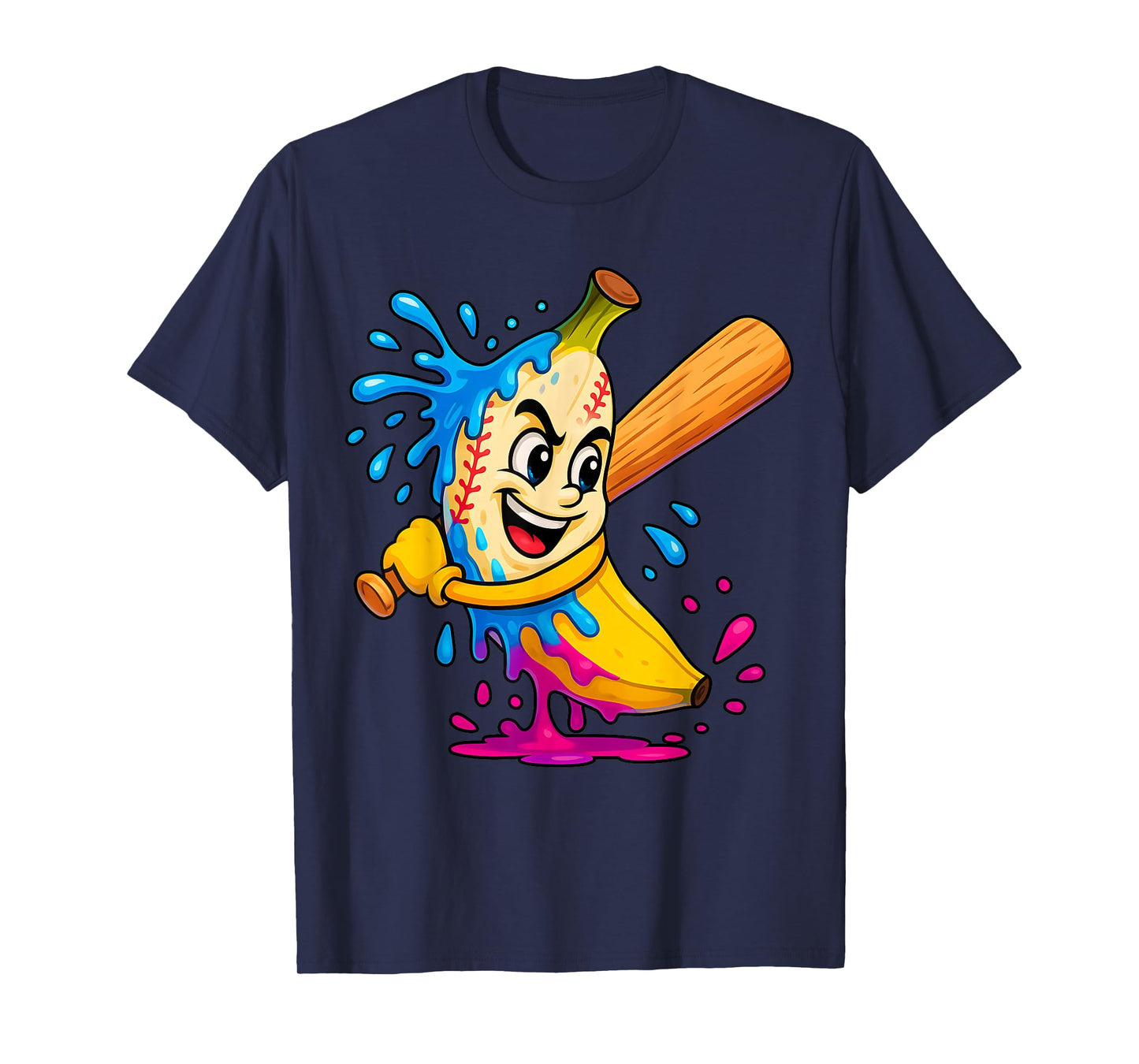 Funny Banana Baseball Ice Cream Drip Fruit Sport Player T-Shirt