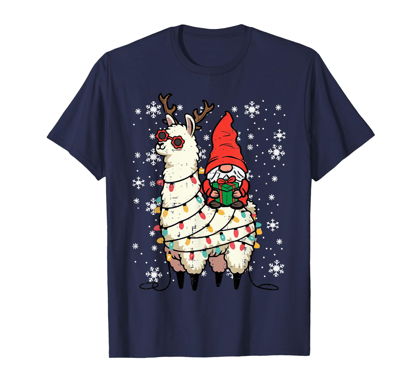 Christmas Gnome On Llama Xmas Alpaca Boys Kids Men Women T-Shirt