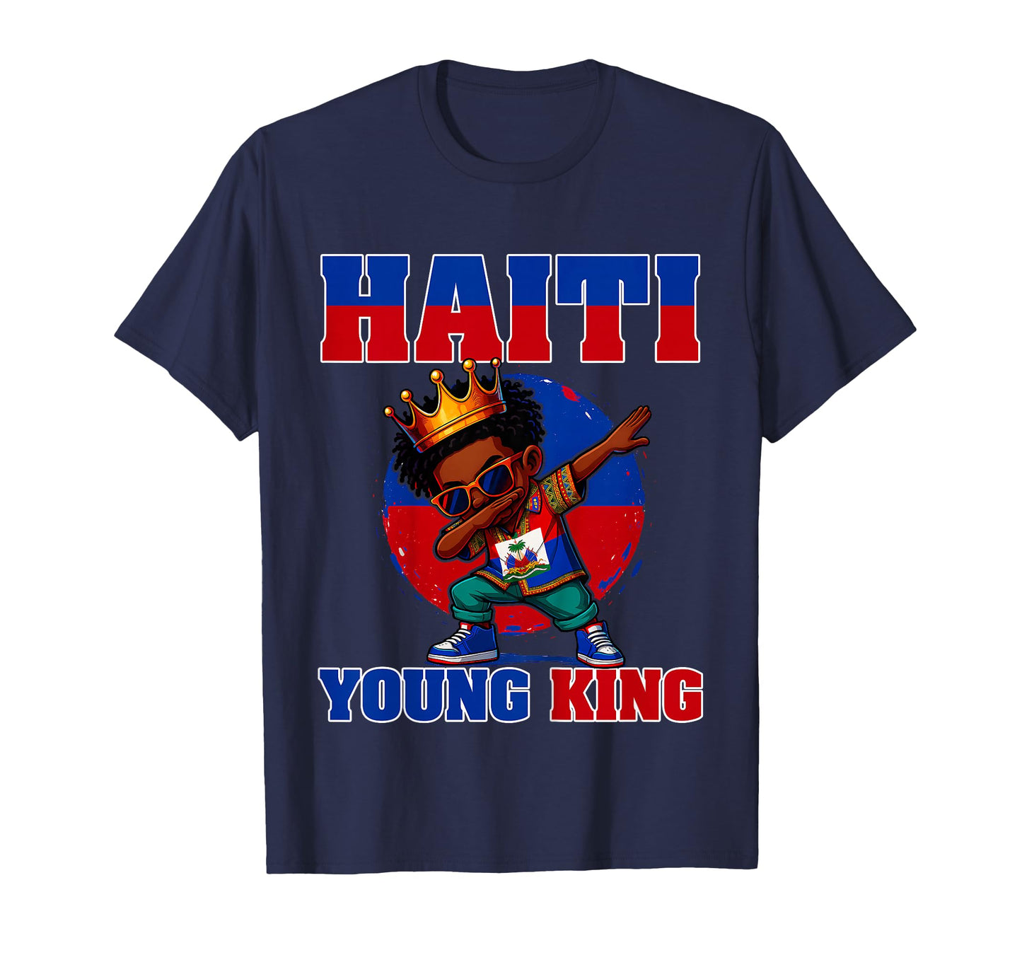 Kids Haiti Young King Haiti Flag Melanin For Black Boys Kids T-Shirt