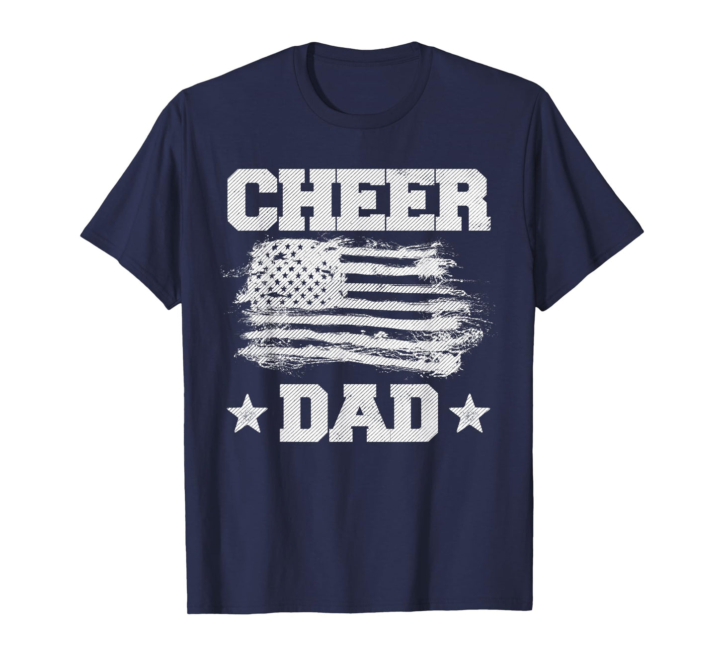Cheer Dad Vintage American Flag Father Cheerleader Squad Men T-Shirt