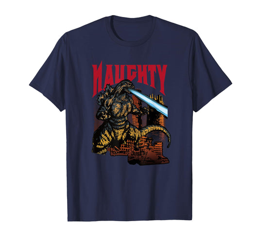 Godzilla Naughty Funny Christmas Retro Movie Monster T-Shirt
