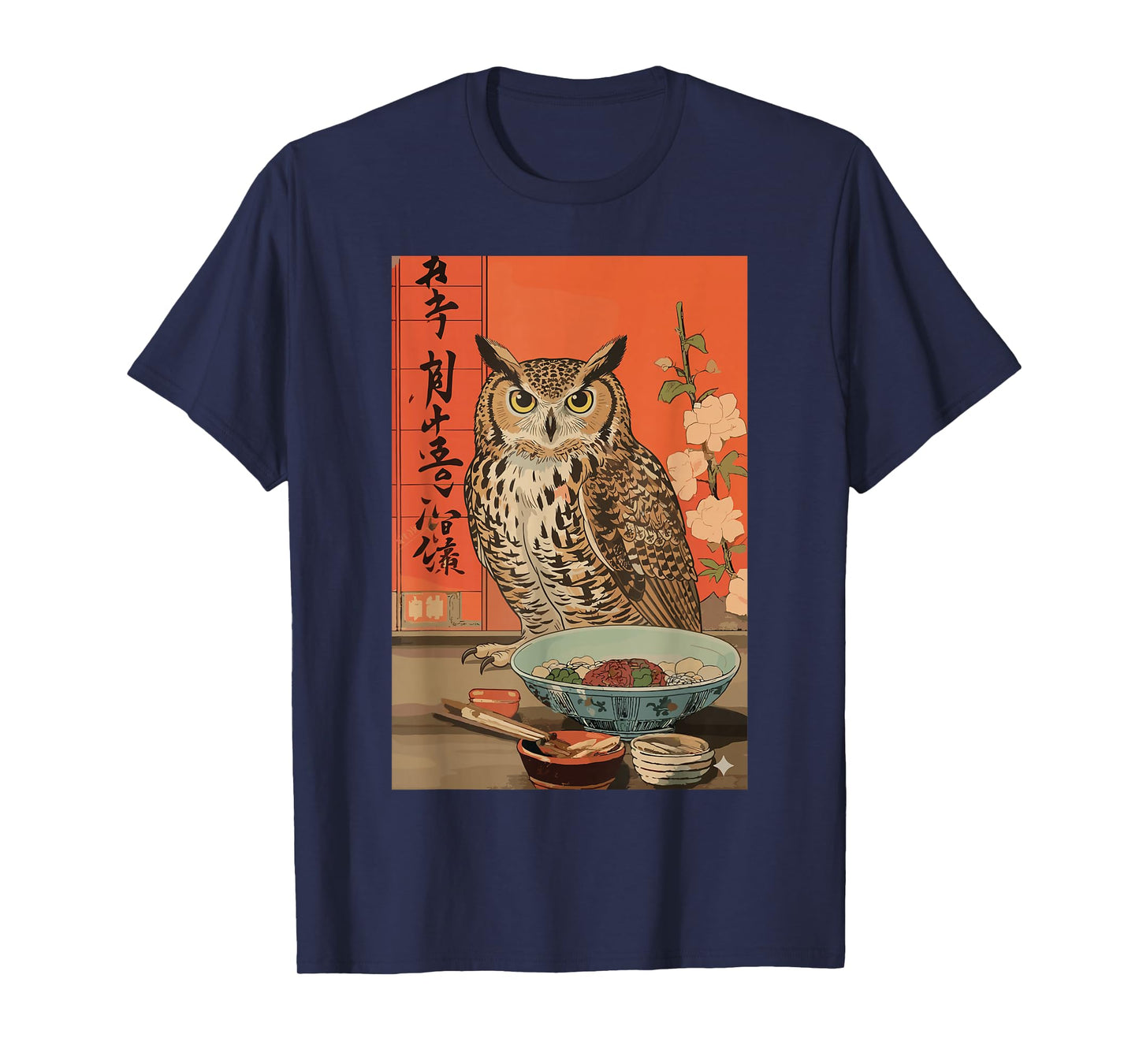 Funny Japanese Owl Ramen Kawaii Animal Anime Art T-Shirt
