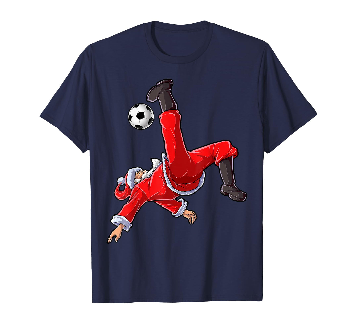 Christmas Santa Soccer Bicycle Kick Xmas Boys Men Ball Sports T-Shirt