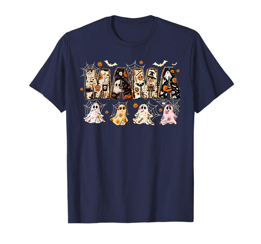 Retro Mama Halloween Mom Life Ghost Halloween T-Shirt