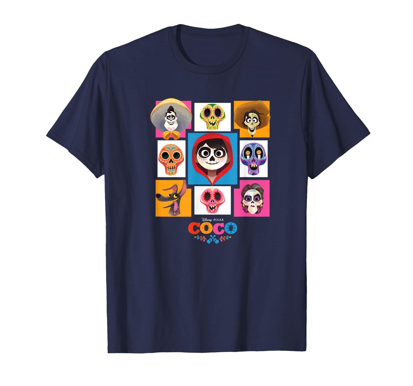 Disney Pixar Coco Main Characters Group Shot Chest Panels T-Shirt