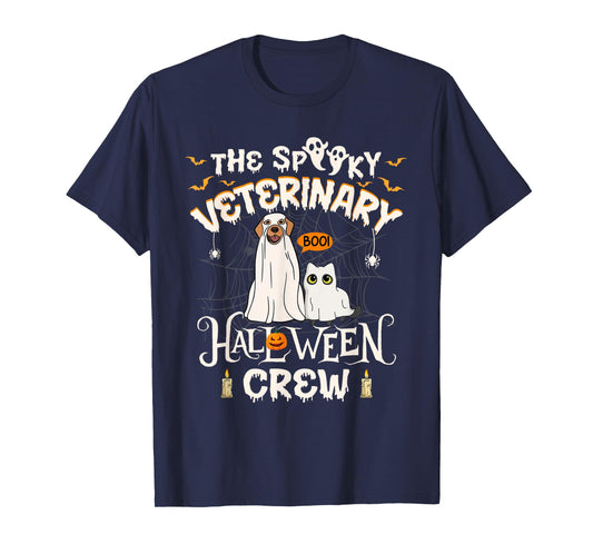 Funny Ghost The Spooky Veterinary Halloween Crew Vet Tech T-Shirt