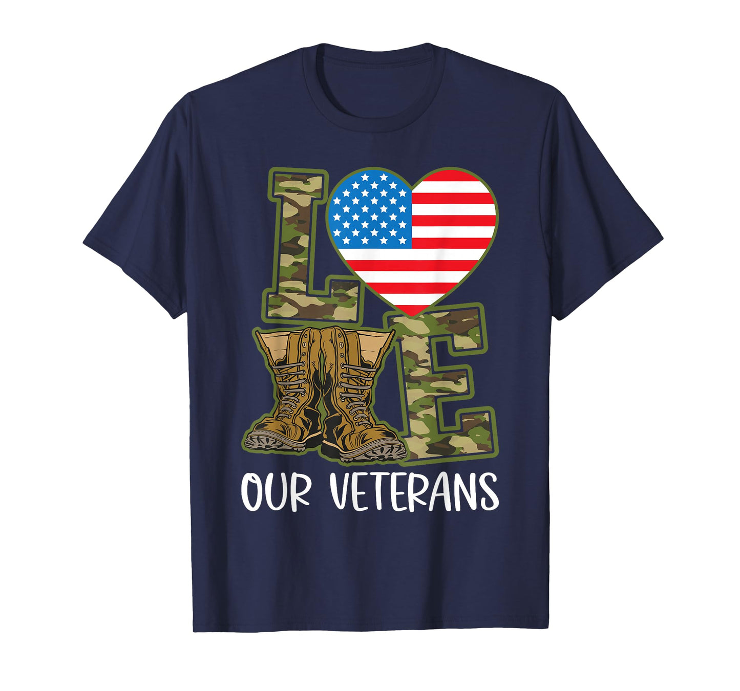 Love Our Veterans Day Proud Military US Flag T-Shirt