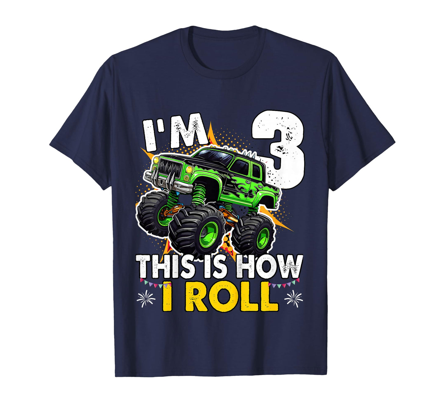 3 Year Old Monster Truck Birthday boy T-Shirt