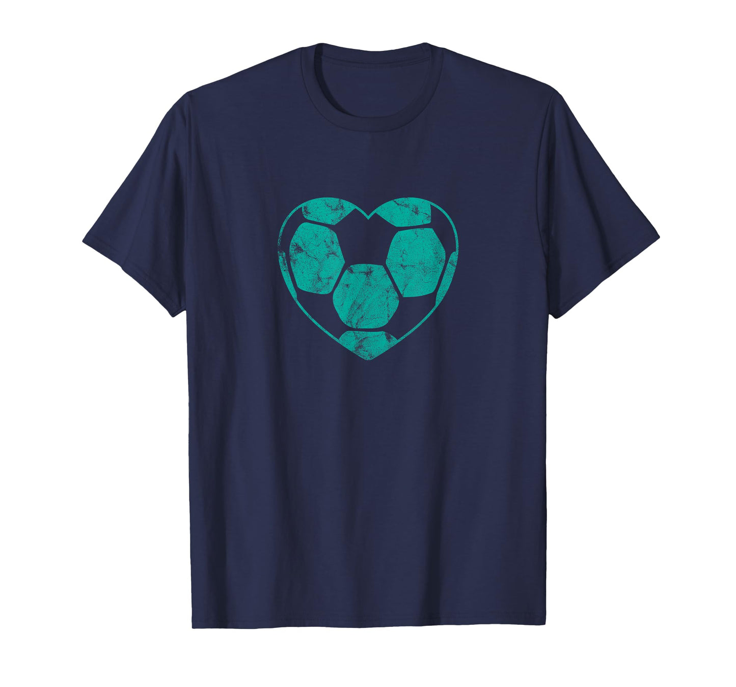 Soccer Ball Teal Heart Mom Fan Parent Vintage T-Shirt