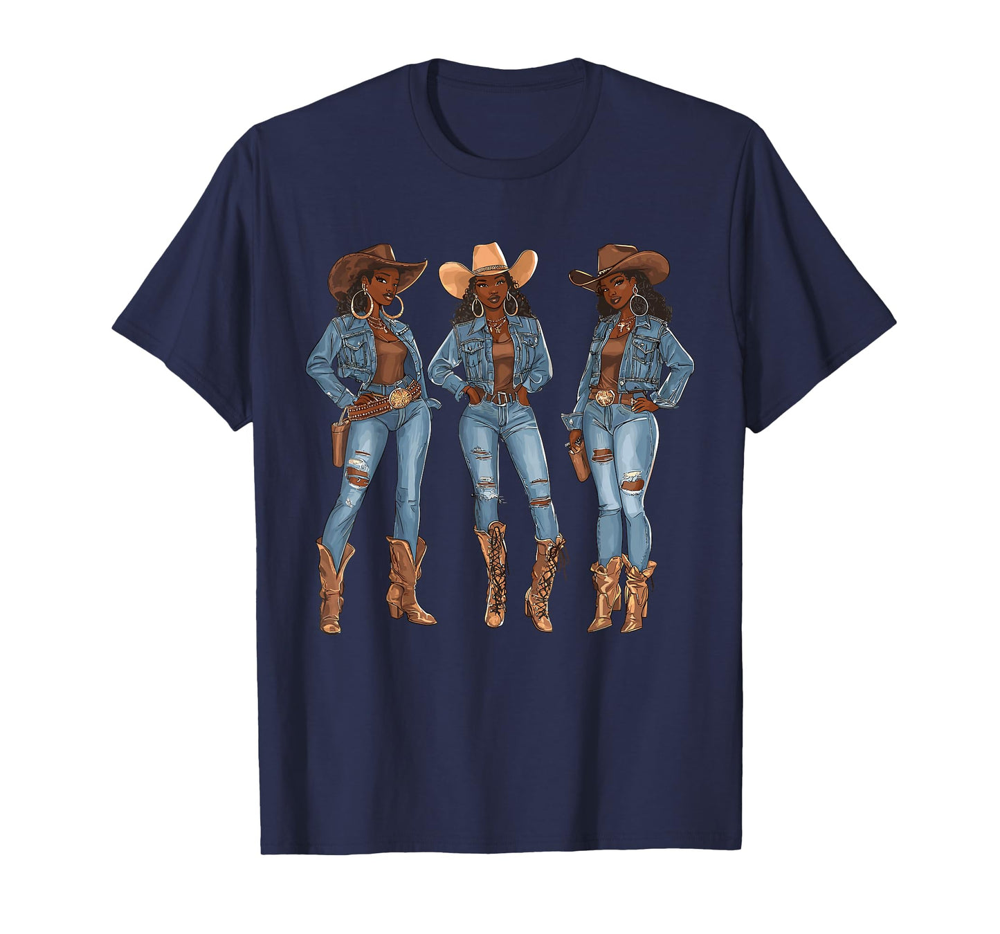 Black African American Cowgirl Western Country Texas Rodeo T-Shirt