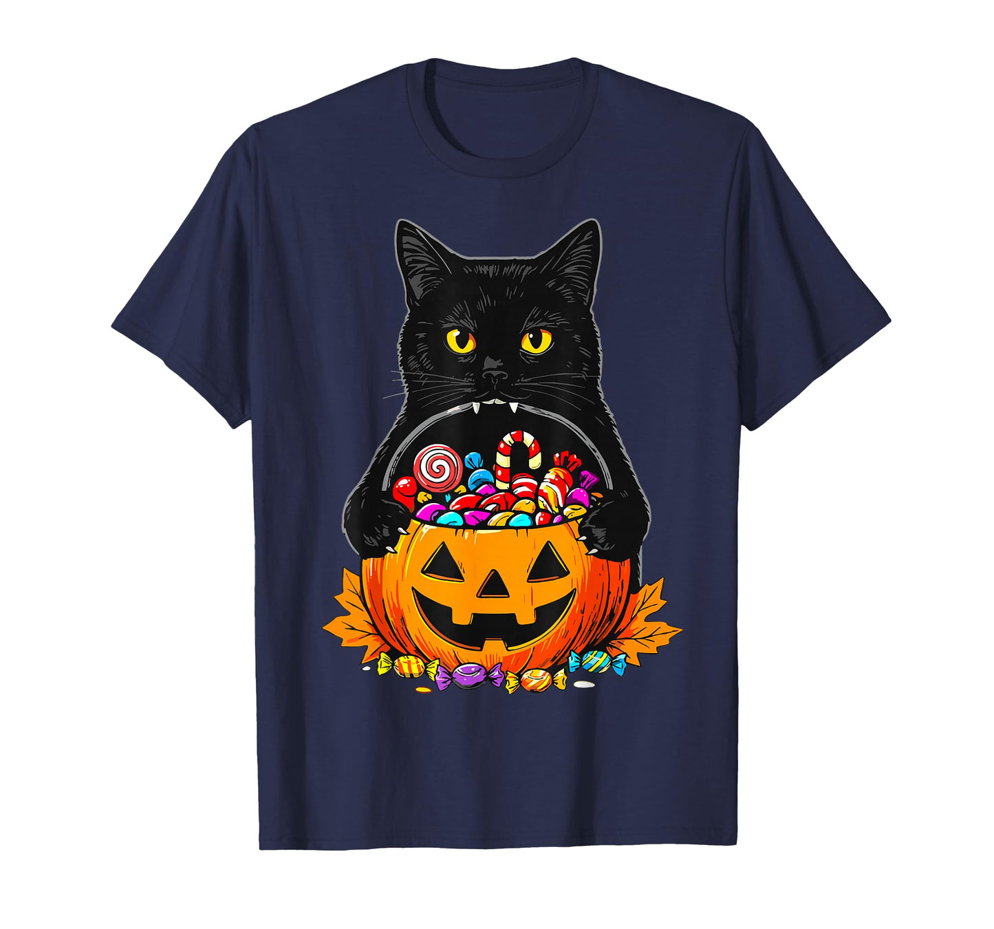 Halloween Black Cat Pumpkin T-Shirt