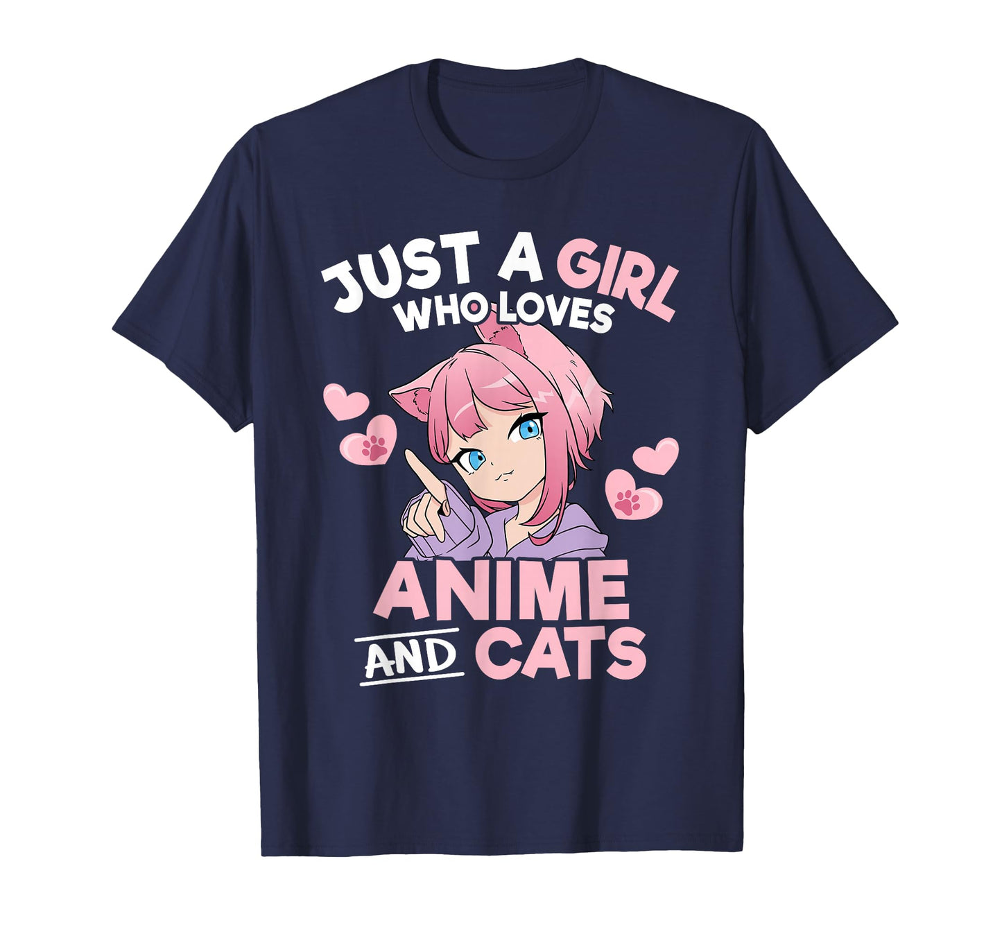 Just A Girl Who Loves Anime and Cats Cute Otaku Manga T-Shirt