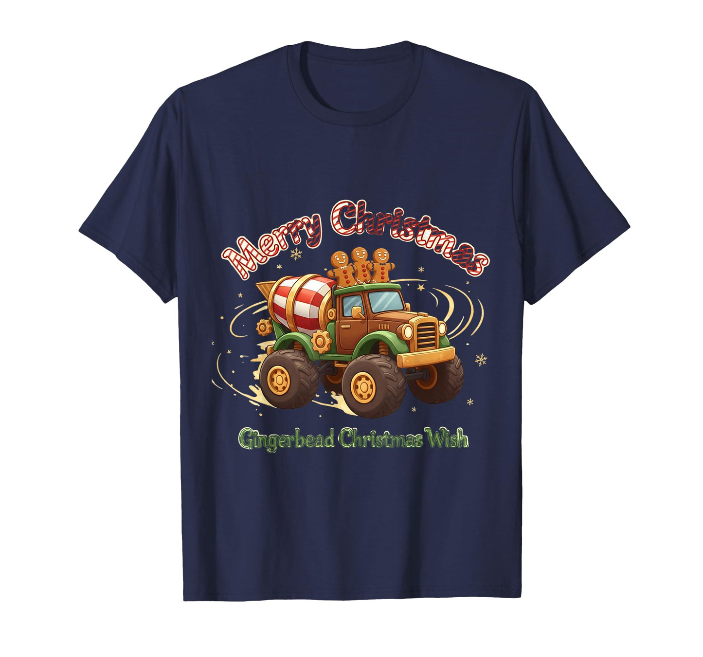 Merry Christmas Kids Gingerbread Monster Truck Holiday T-Shirt