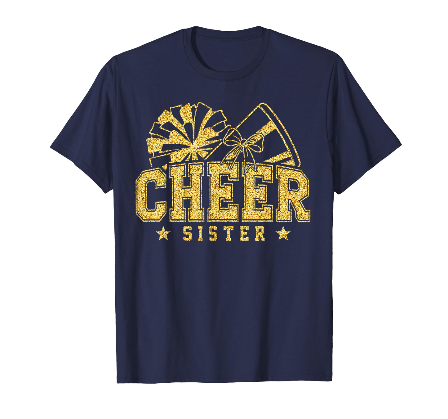 Cheer Sister Black Gold Pom Cheerleader Cheerleading T-Shirt