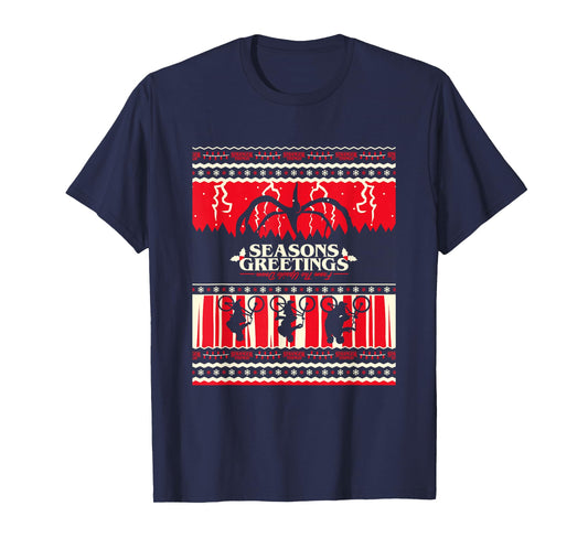 Stranger Things Christmas Seasons Greetings Upside Down Logo T-Shirt