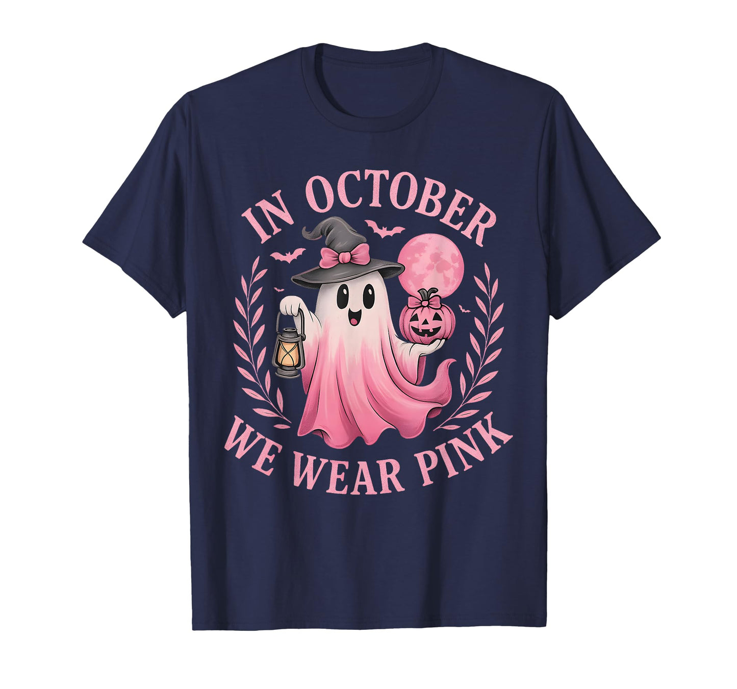 In October We Wear Pink Breast Cancer Awareness Halloween T-Shirt