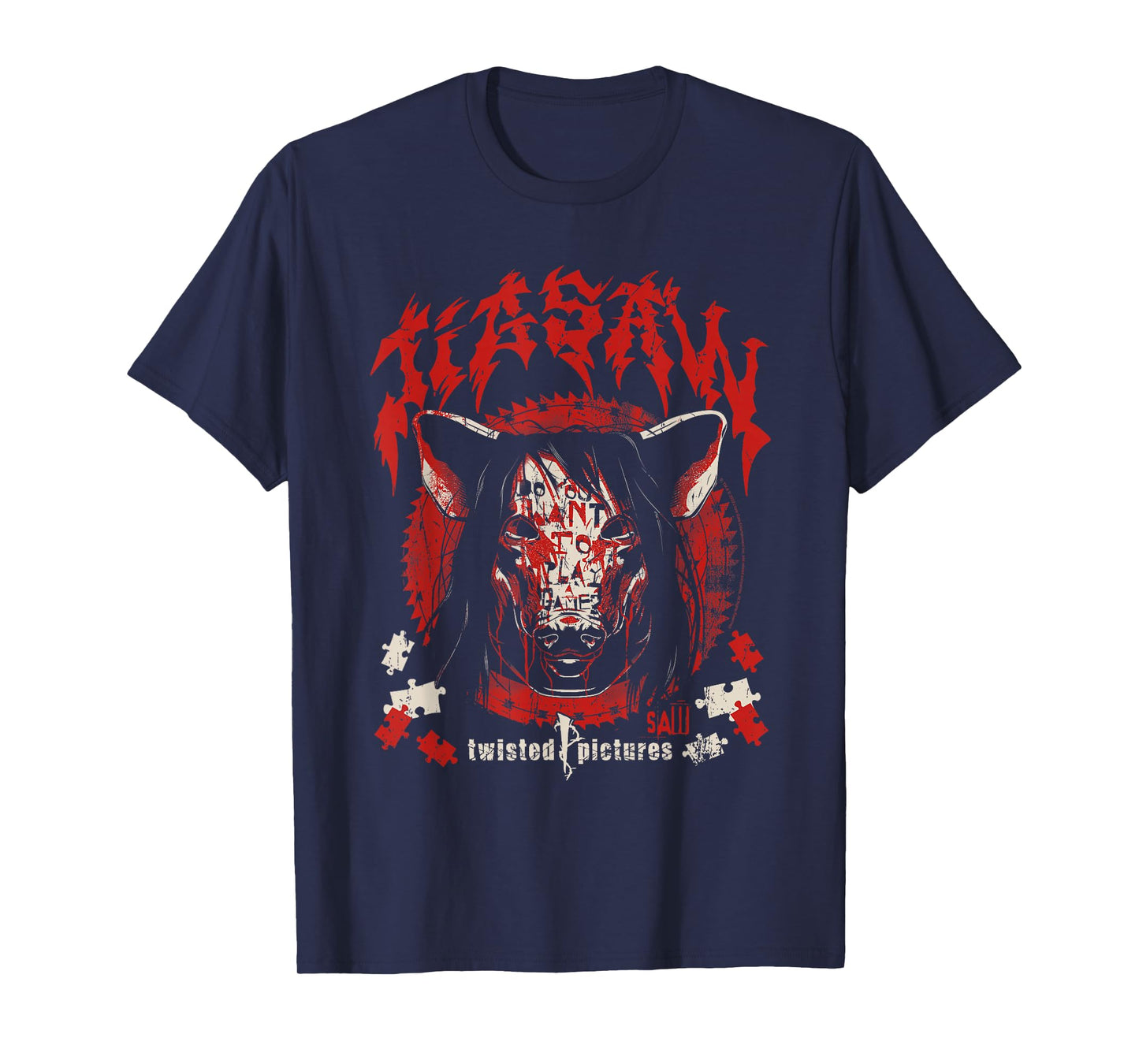 Saw Jigsaw Pig Mask Heavy Metal Horror Movie T-Shirt