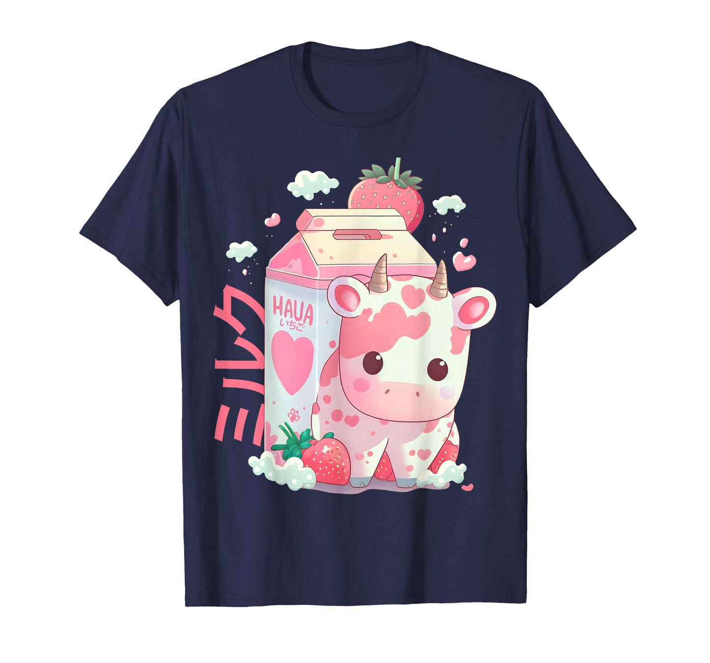 Strawberry Milk Milkshake Cow Carton Cute Kawaii Japanese T-Shirt