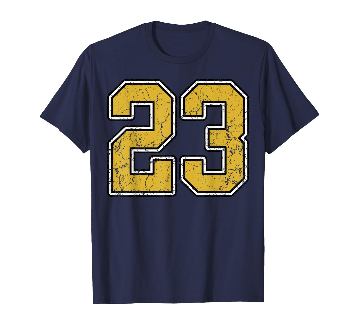 Old Gold Black White Sports Number 23 Jersey Uniform Player T-Shirt