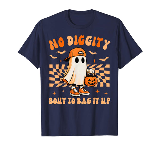 Ghost No Diggity Bout To Bag It Up Halloween Toddler Kids T-Shirt