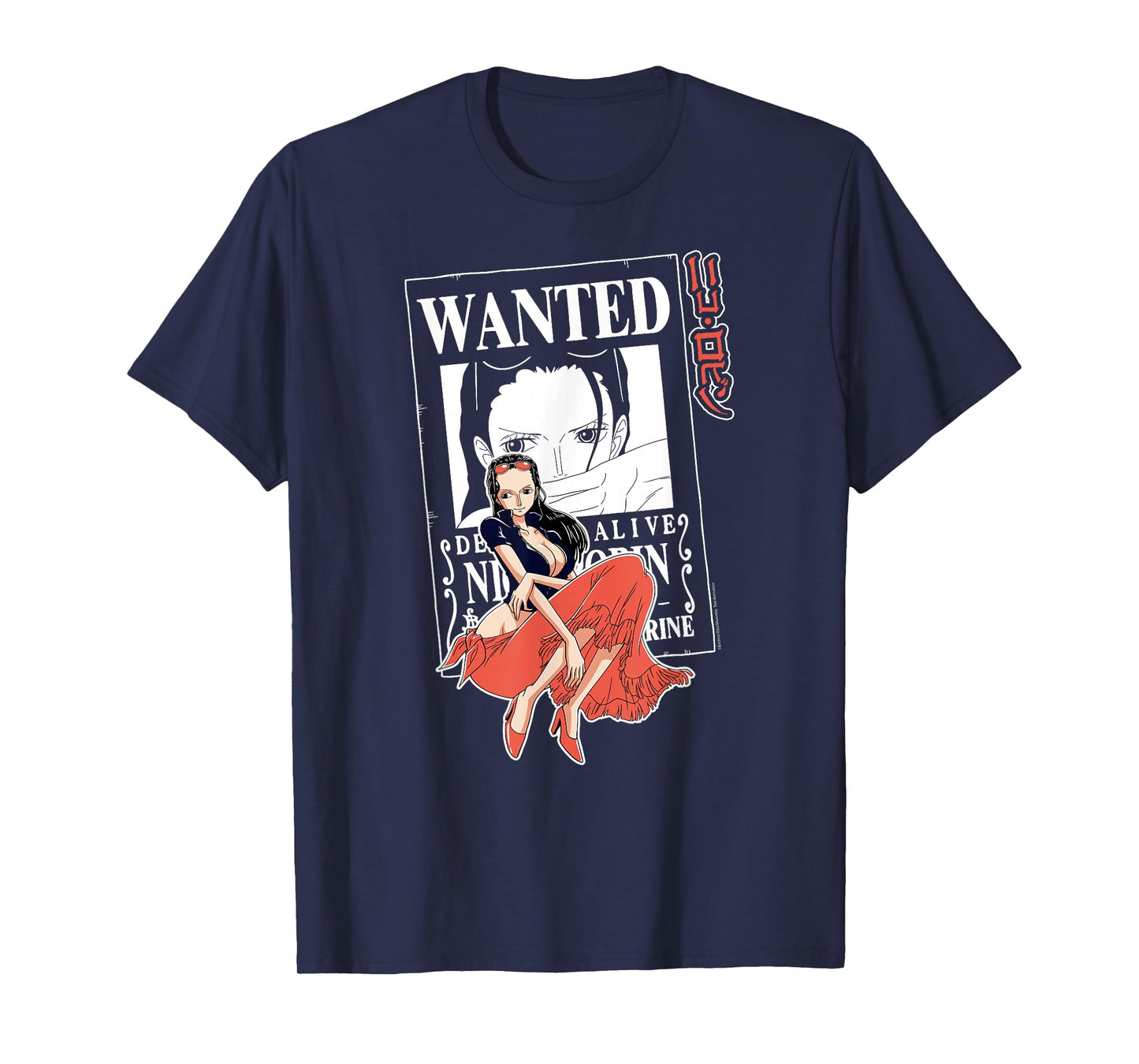 One Piece Anime Nico Robin Wanted Poster Outline T-Shirt