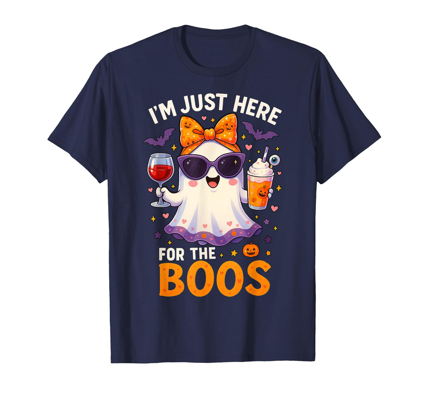 I'm Just Here for The Boos Halloween Women Ghost Cute Funny T-Shirt