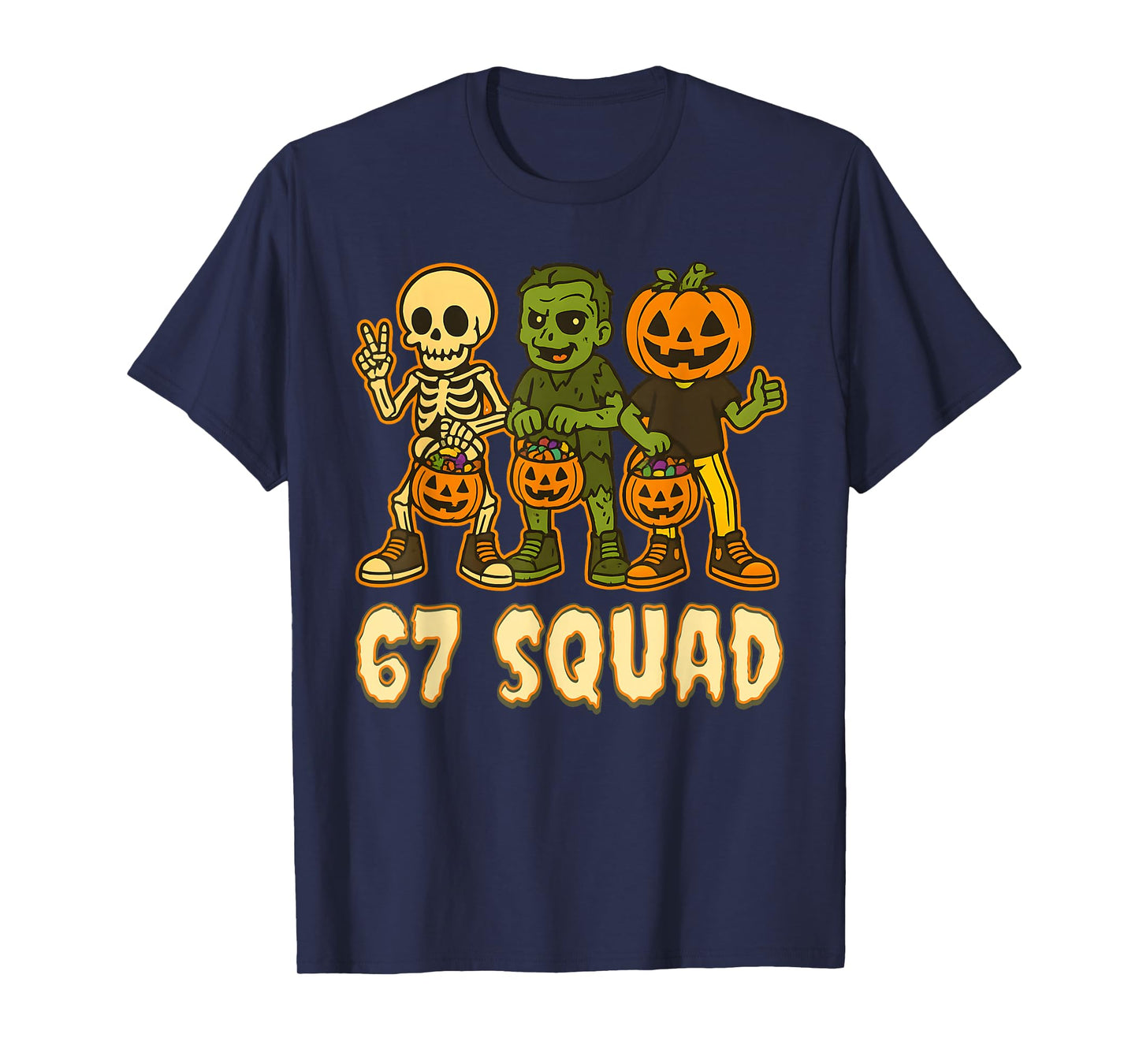 67 Halloween Squad Pumpkin Six Seven Boys Brainrot Meme Kids T-Shirt
