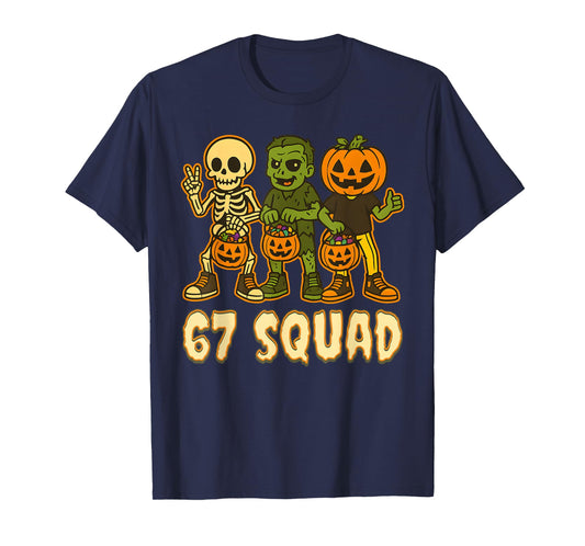 67 Halloween Squad Pumpkin Six Seven Boys Brainrot Meme Kids T-Shirt