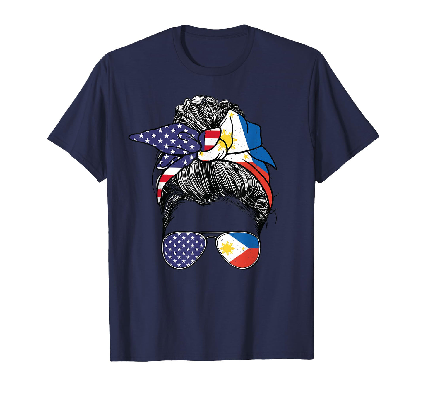 Filipina Women Girl USA Heritage American Philippines Flag T-Shirt