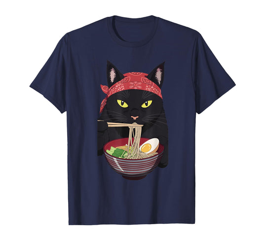 ramen cat Japanese Kawaii Cat Anime T-Shirt