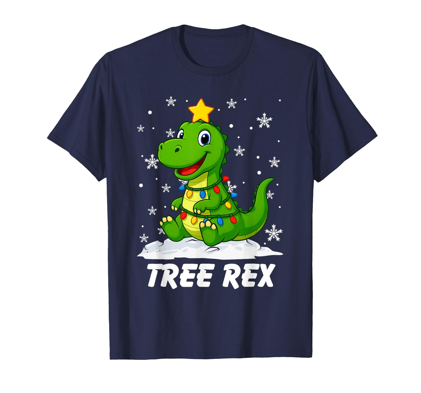 Tree Rex Dinosaur T Rex Christmas Tree Lights Xmas Boys Kids T-Shirt