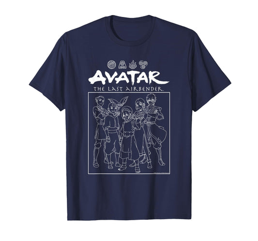 Avatar: The Last Airbender Gaang Stencil Outline TV Show T-Shirt