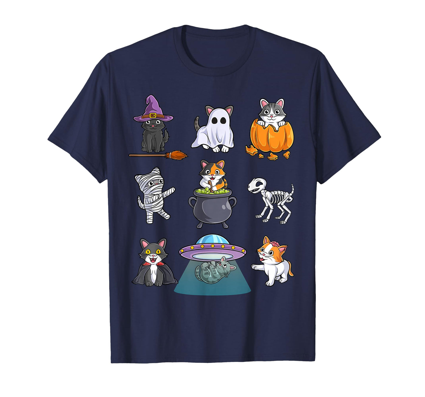 Cats Halloween Spooky Holiday Cat Lover Men Women Kids T-Shirt