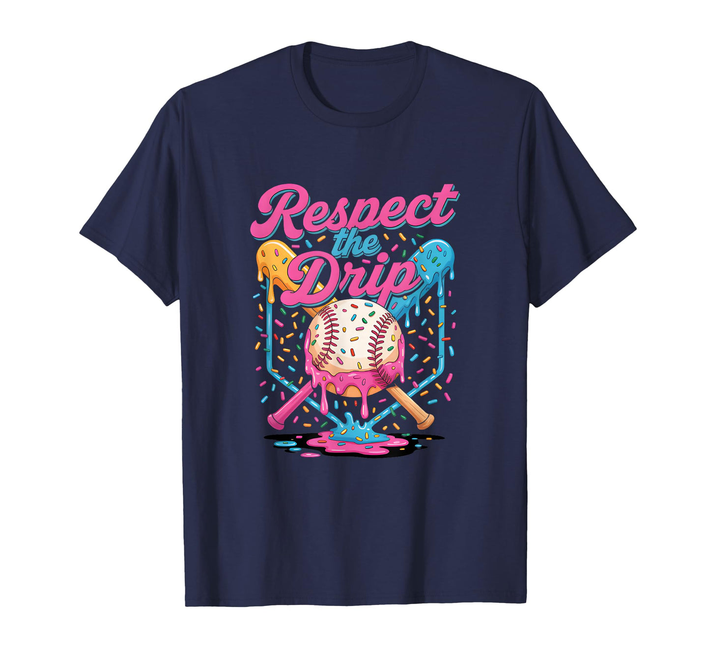 Baseball Mom Dad Son Ice Cream Drip Shirt Respect The Drip T-Shirt