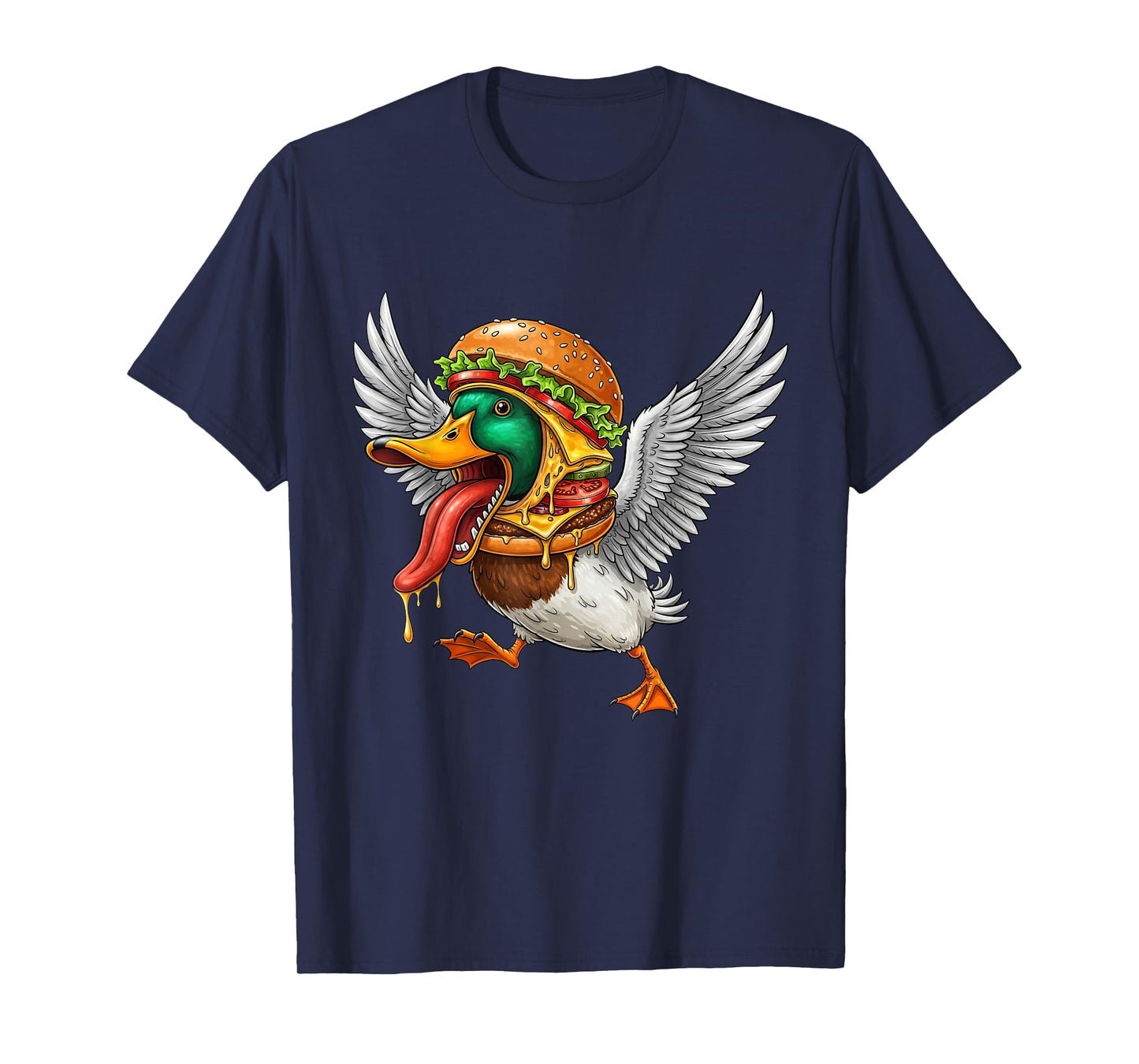 Funny Halloween Screaming Duck Cheeseburger Monster T-Shirt