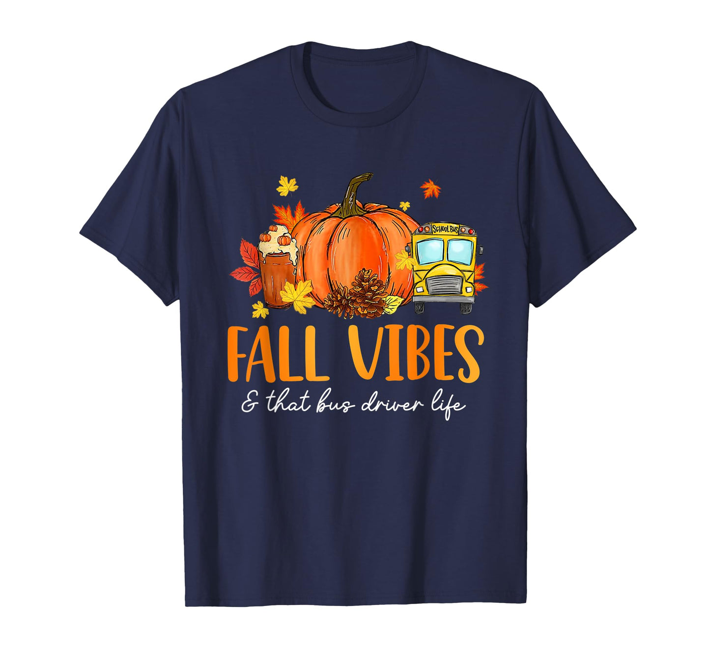 Fall Vibes & That Bus Driver Life Leopard Pumpkin Season T-Shirt
