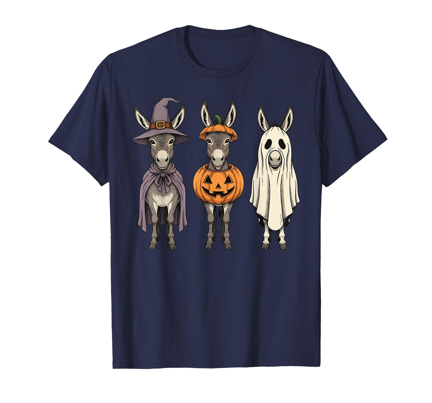 Spooky Ghost Donkey Pumpkin Halloween Farm Animal T-Shirt