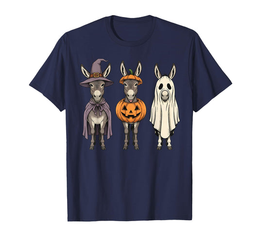 Spooky Ghost Donkey Pumpkin Halloween Farm Animal T-Shirt