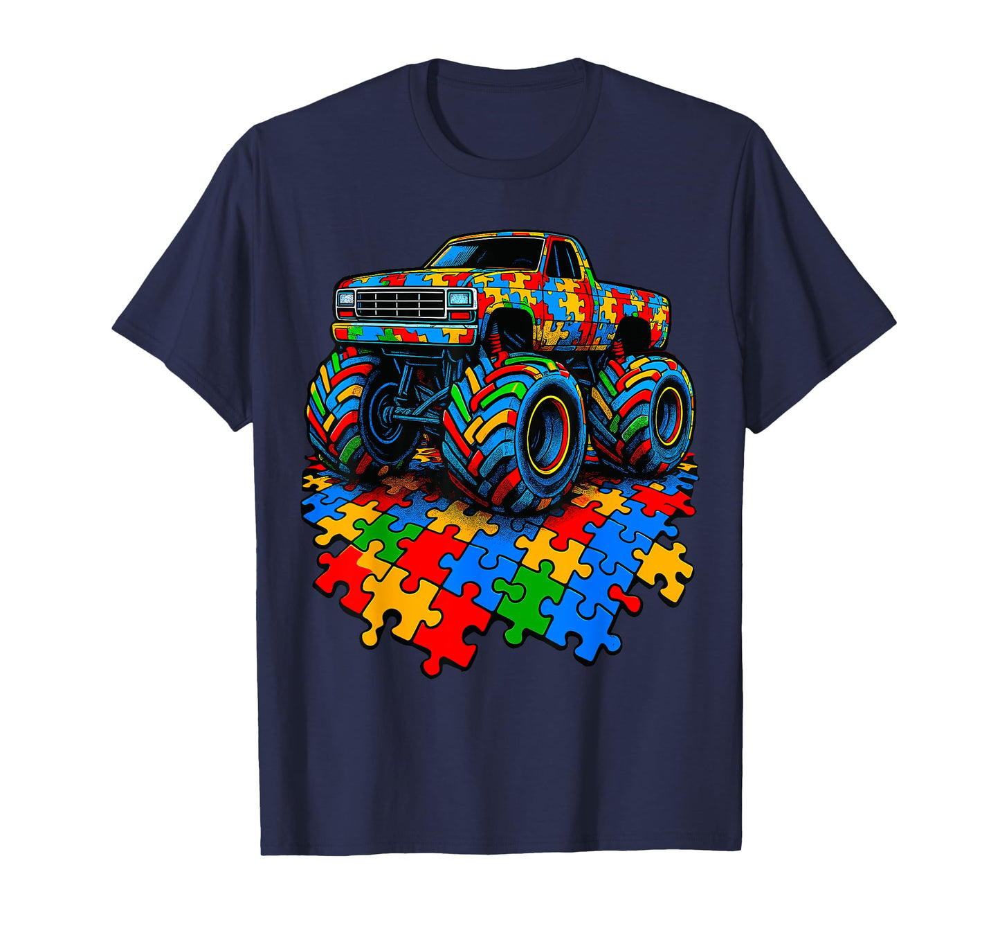 Autism Awareness Monster Truck Puzzle T-Shirt