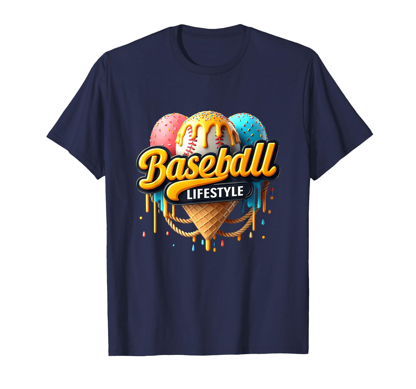Baseball Lifestyle 101 Youth Baseball Drip Icecream T-Shirt