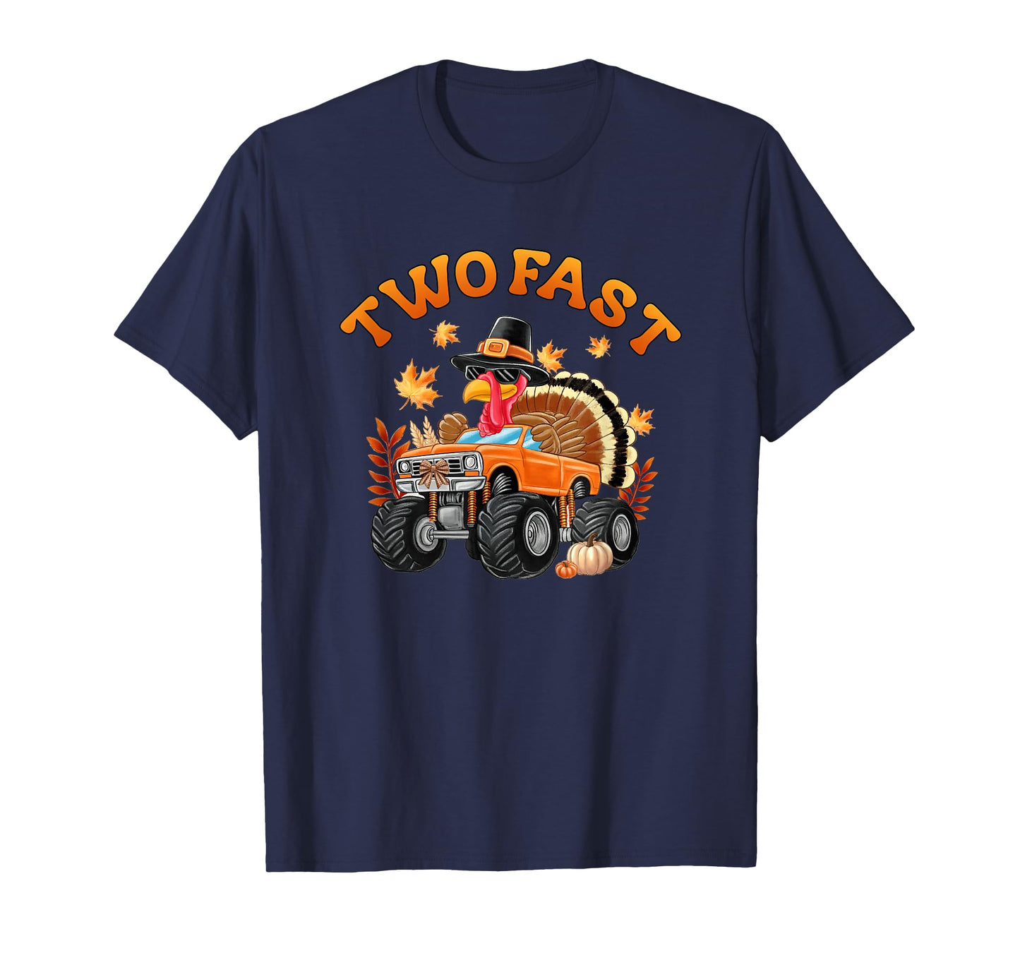 2nd Birthday Monster Truck Turkey 2 Year Old Two Wild T-Shirt