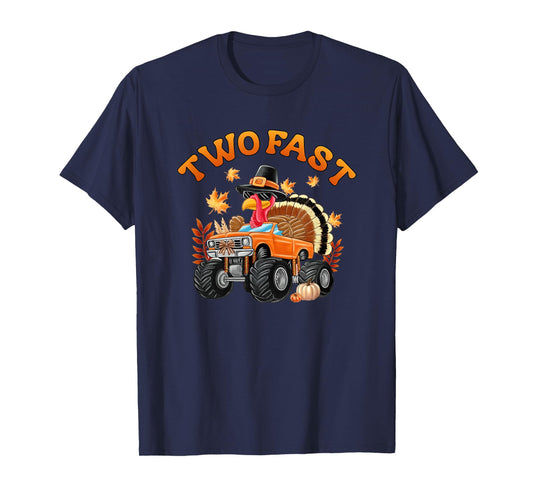 2nd Birthday Monster Truck Turkey 2 Year Old Two Wild T-Shirt
