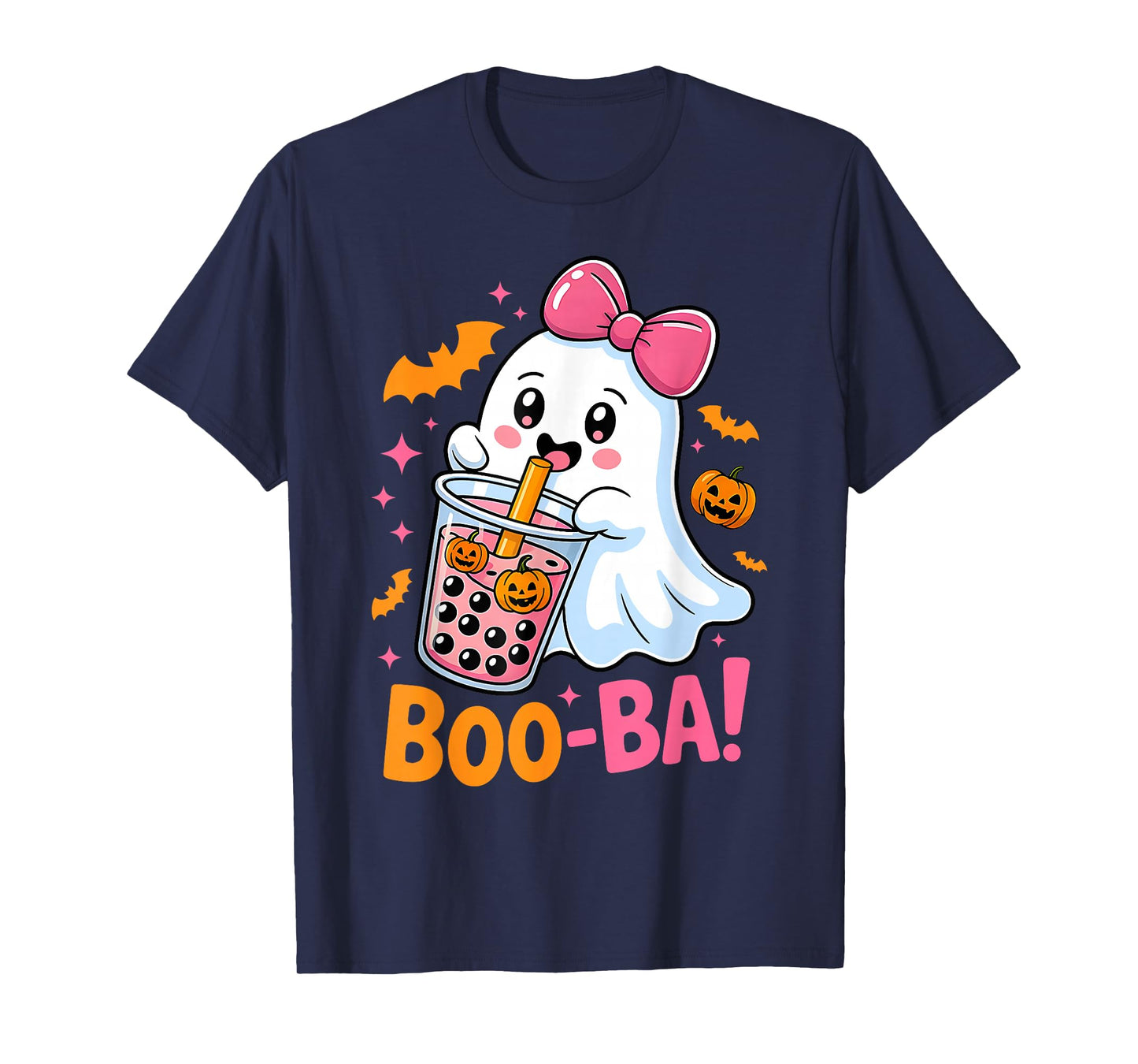 Boo Ba Ghost Boba Tea Cute Pumpkin Funny Halloween Party T-Shirt