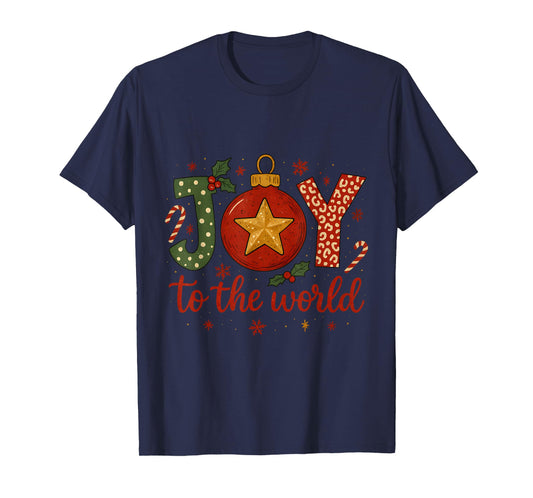 Joy to The World Ornament Cute Christmas Typography T-Shirt