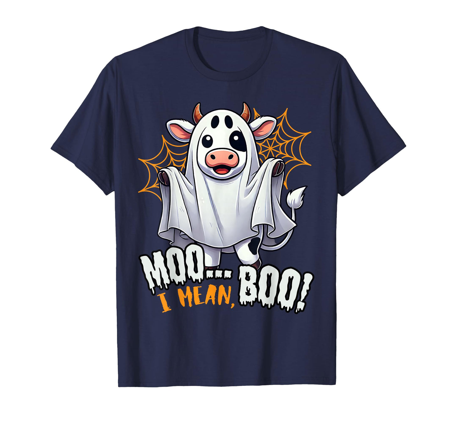 Moo I Mean Boo Funny Cow Ghost Halloween 2025 Costume T-Shirt