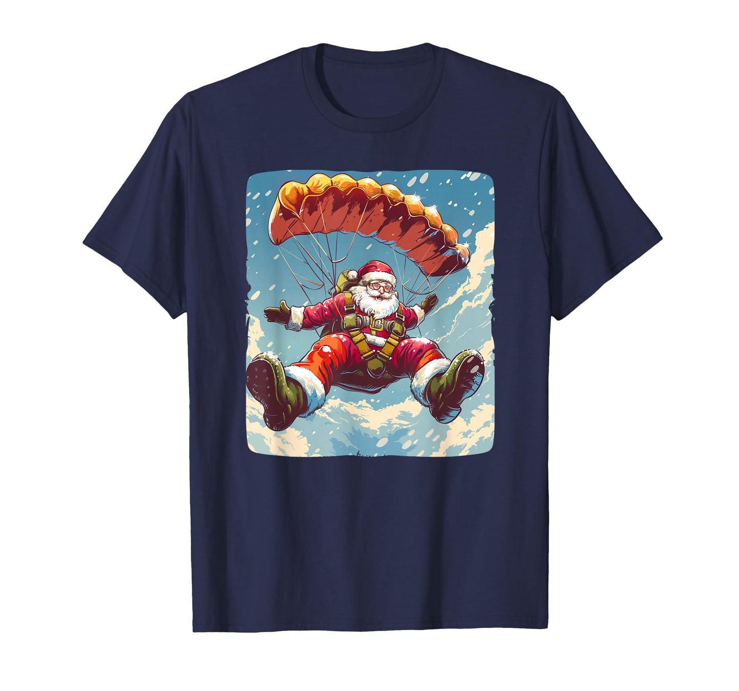 Cool Skydive Christmas with this Parachute Santa Costume T-Shirt