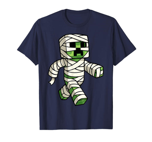 Funny Halloween Game Pixel Kids Boy Men Spooky Mummy Gamer T-Shirt