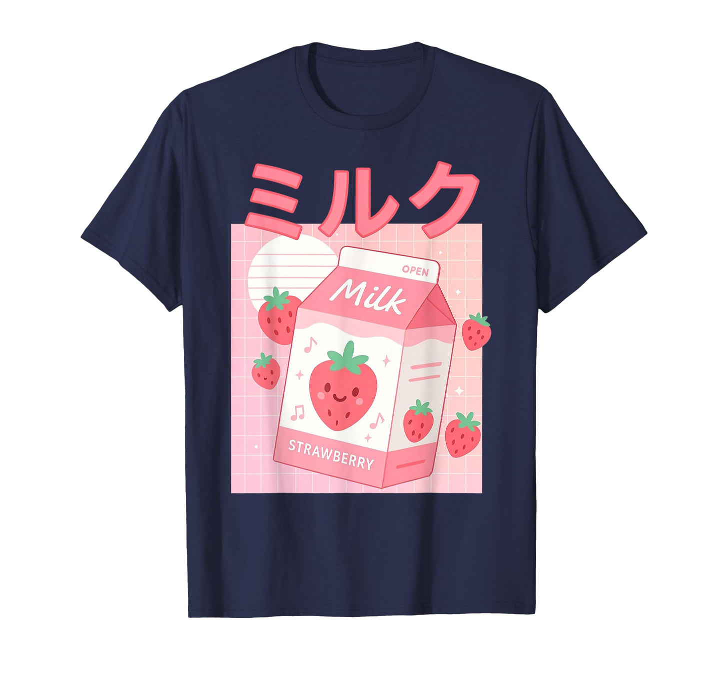 Pink Strawberry Milk 90s Japanese Anime Culture Manga Otaku T-Shirt