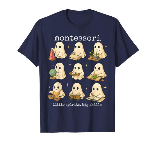 Funny Ghosts Halloween Montessori Teacher Educator Costume T-Shirt