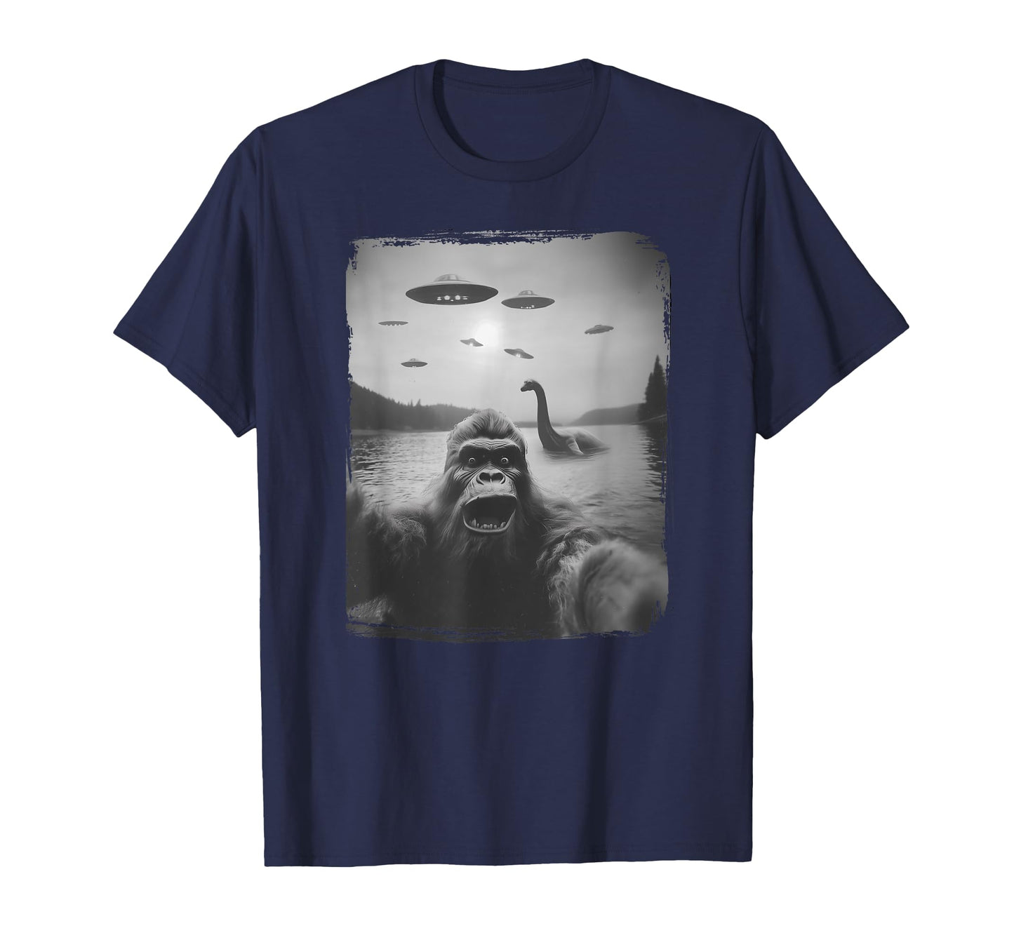 Nessie and UFO, Sasquatch Rare Selfie, The Loch Ness Bigfoot T-Shirt